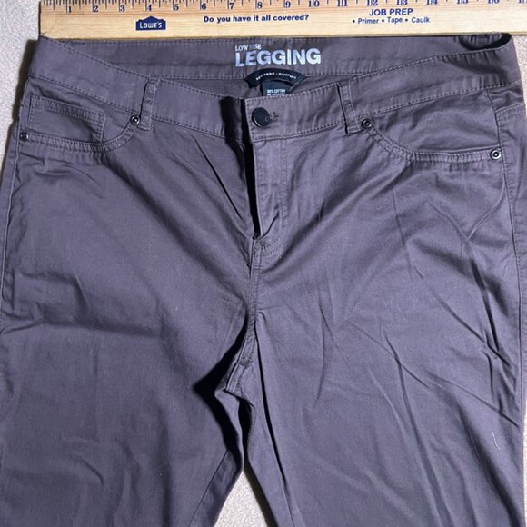 New York & Company Women 12 Avg Brown Low Raise Button Zip Legging Pants (L) - Picture 4 of 7